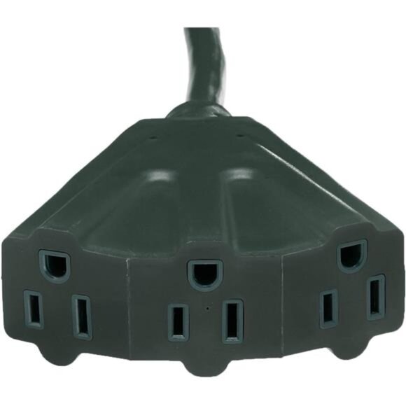 25-Foot 3-Prong Vinyl Indoor/Outdoor Extension Cord with 3 Outlets - Picture 3 of 7